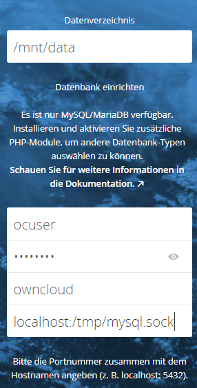 owncloud database
