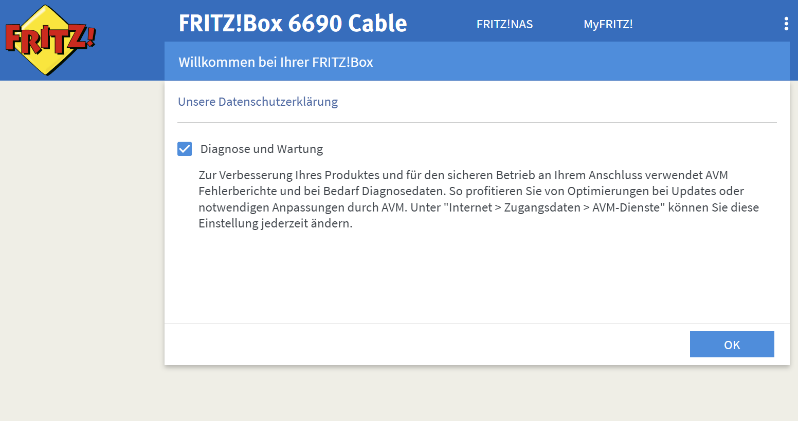 AVM Fritzbox 6690 Cable first start 3
