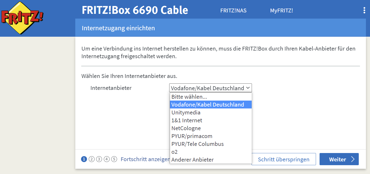 AVM Fritzbox 6690 Cable first start 7