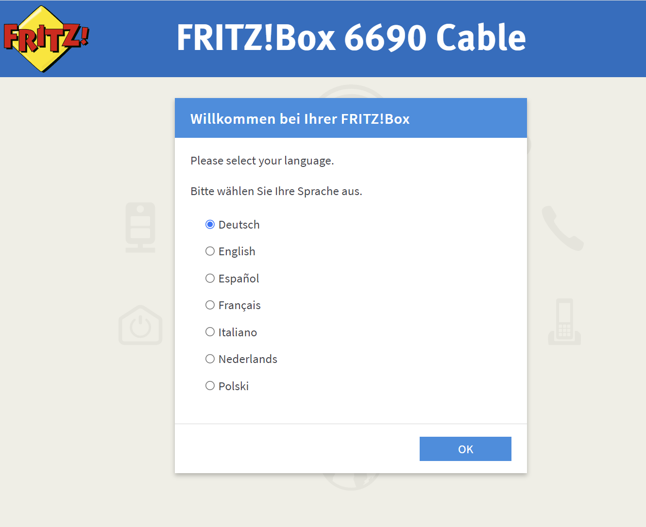 AVM Fritzbox 6690 Cable first start