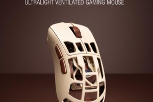 Die Pulsar Feinmann F01 Noctua Edition Gaming-Maus mit integriertem Noctua NF-A4x10 Lüfter zur aktiven Handflächenbelüftung.
