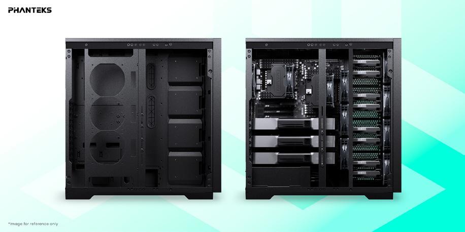 Das Phanteks Enthoo Pro 2 Server V2 Gehäuse von vorne, mit Fokus auf die lüftungsoptimierte Mesh-Front.
